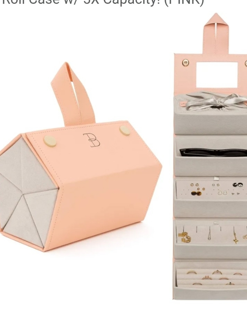 Boshku Pink Travel Jewelry Roll Case, Hanging-protect your Jewelry when you 🧳